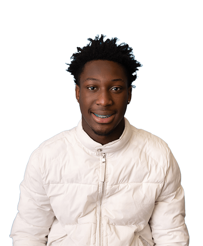 Happy Young man with braces smiling